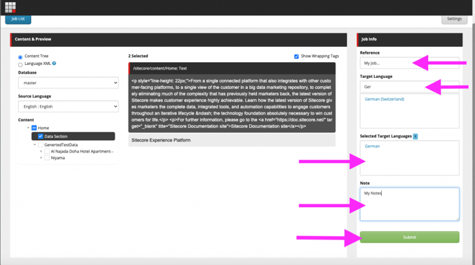 fill in job details