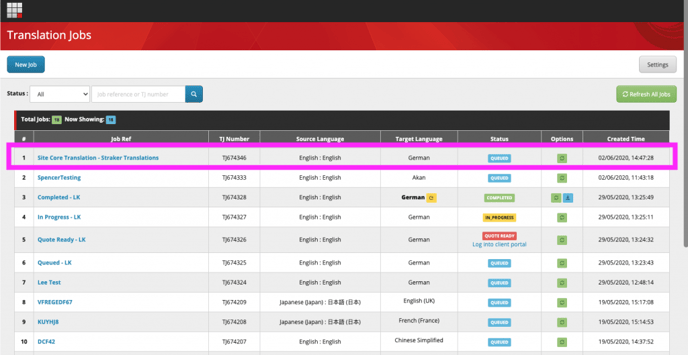 job list page