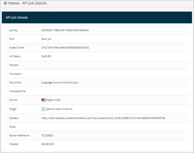 API job details