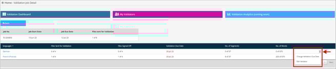 change validation due date