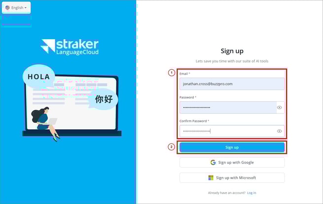 enter credentials
