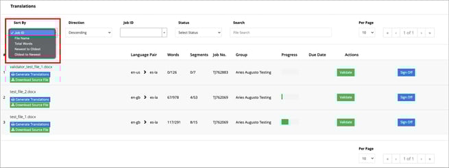 Sort filter files