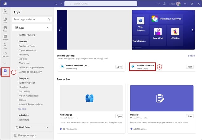 Direct M apps button