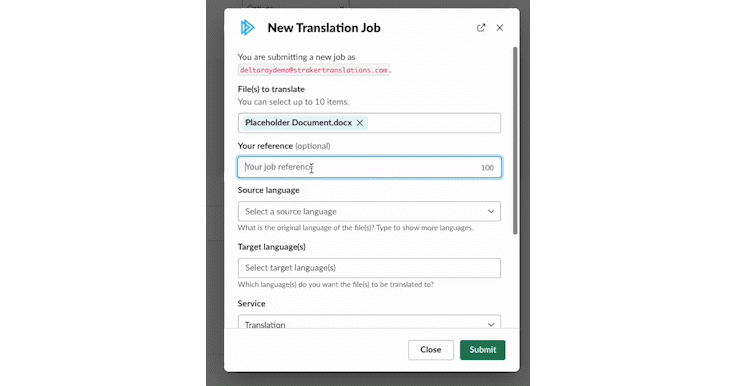 new translation job