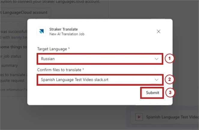 AI translation pop up window