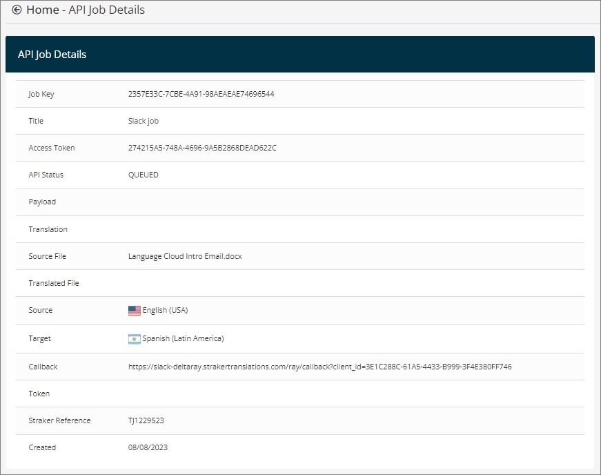 API job details
