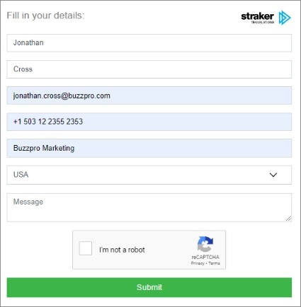API registration form