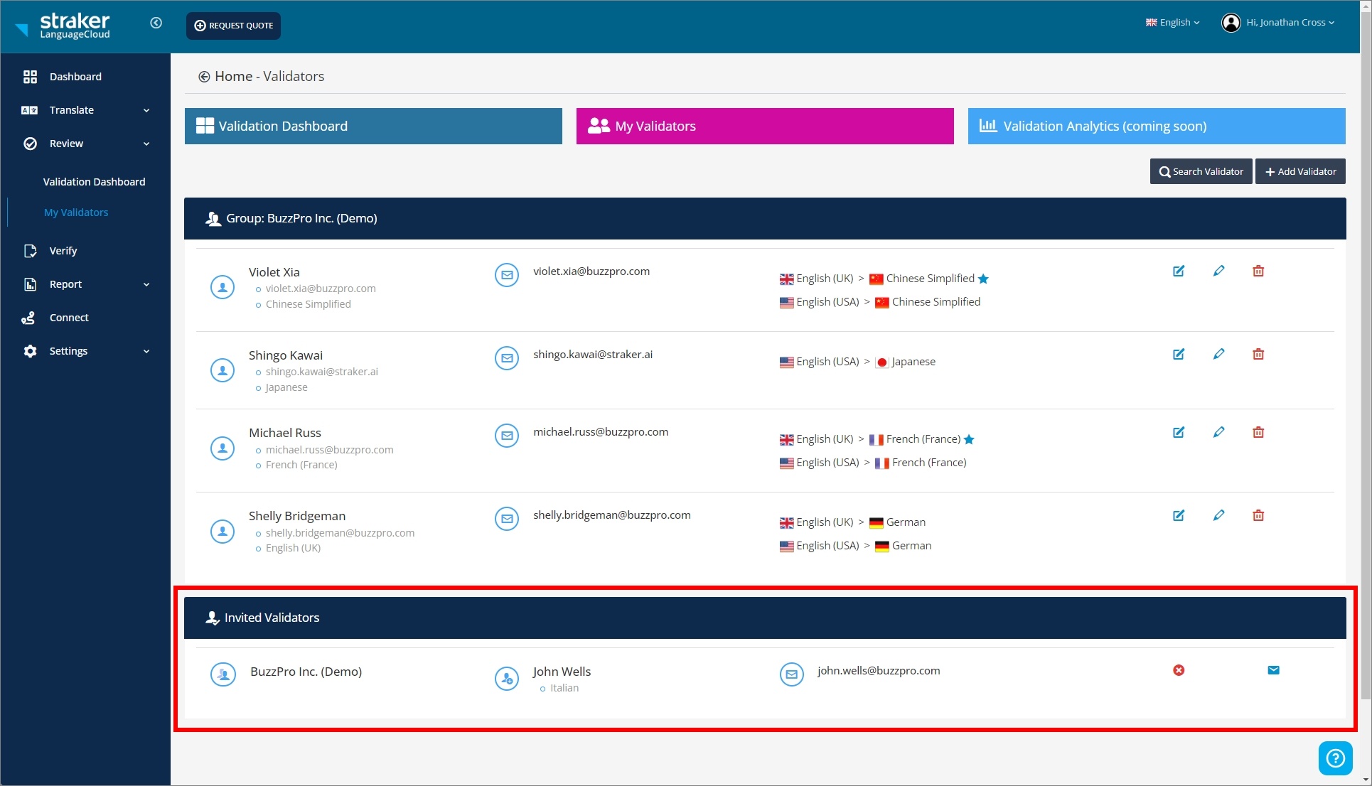 Pending validators