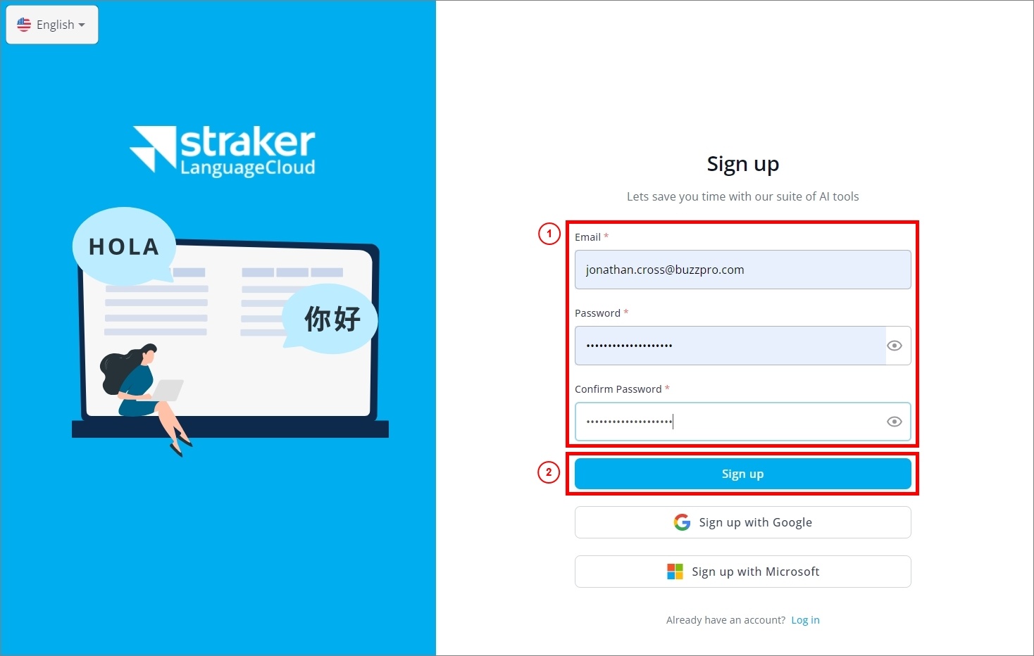 enter credentials