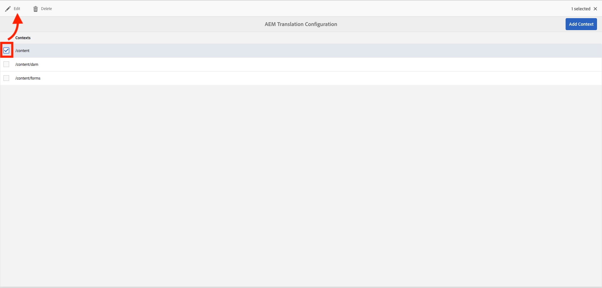 select content context