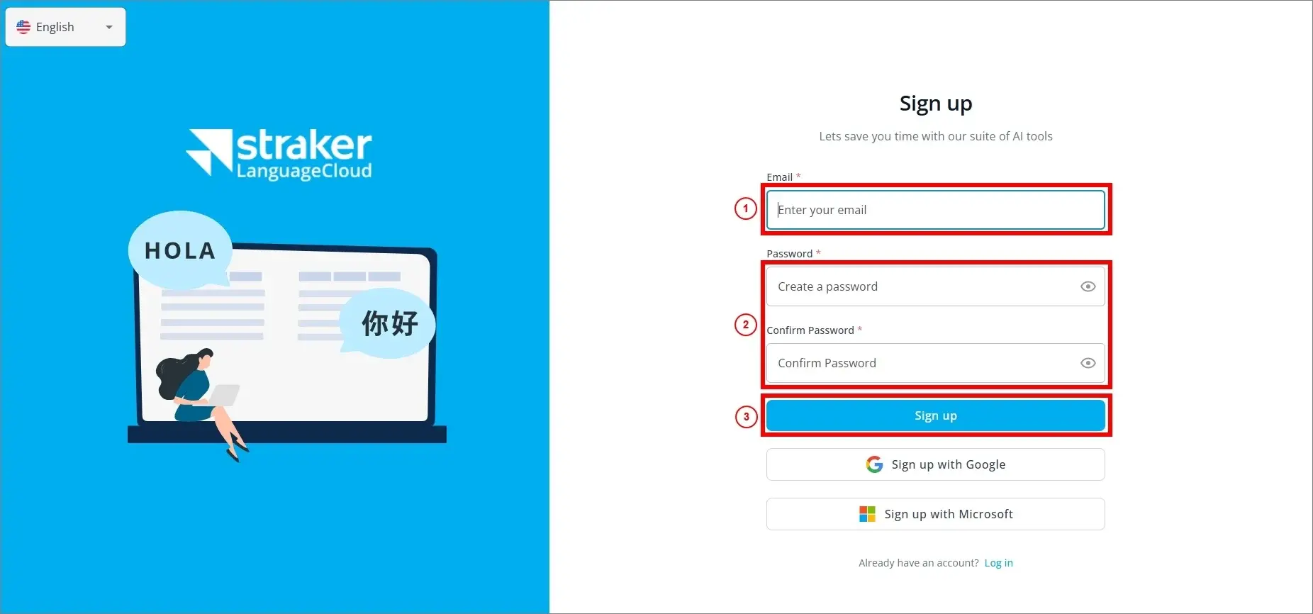 sign up language cloud