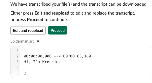 Review transcript in Slack