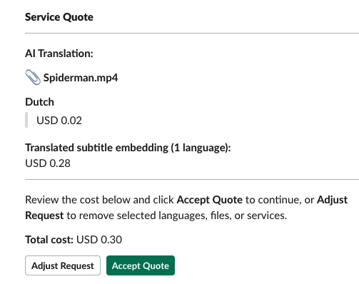Translation quote in Slack