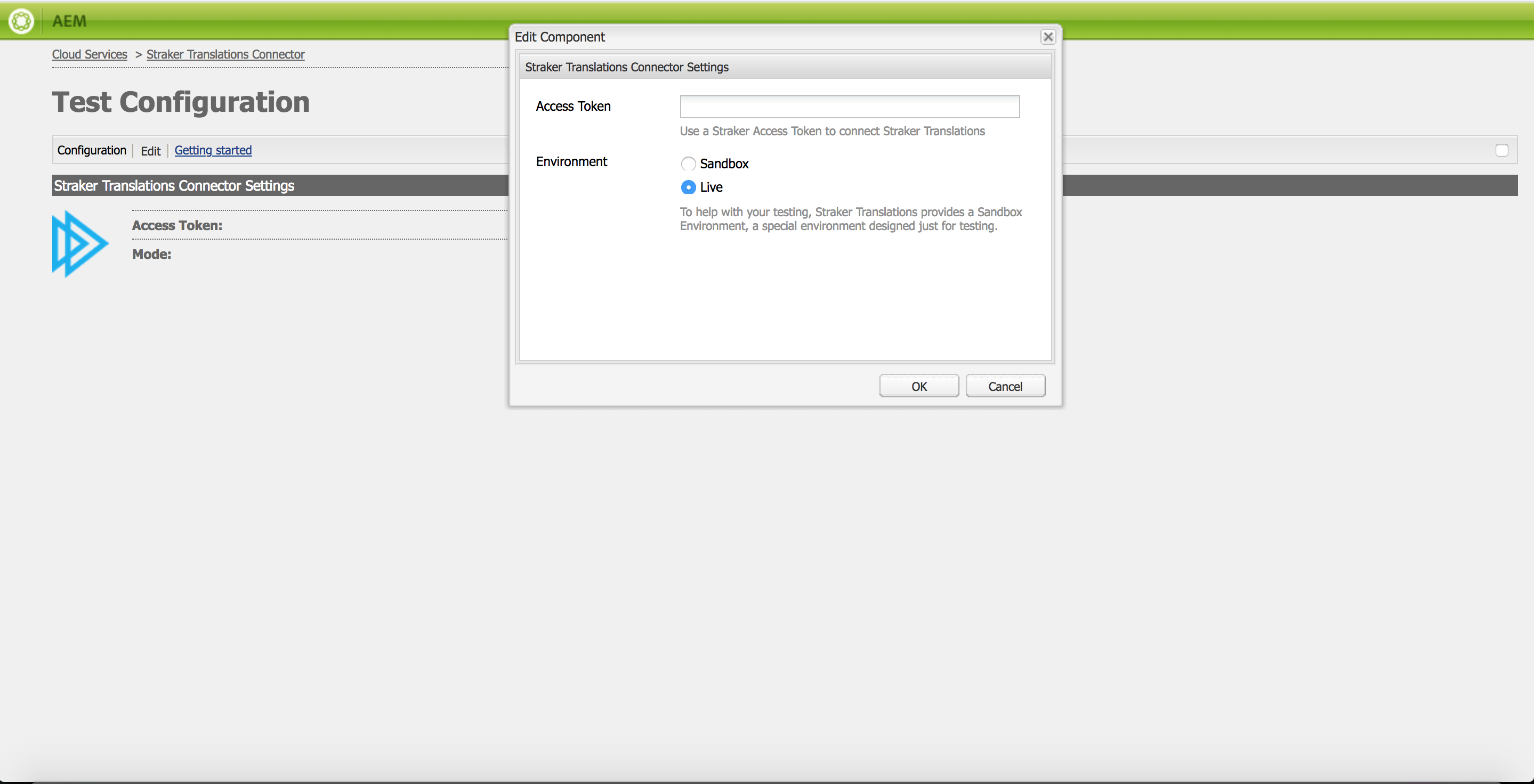 test configuration