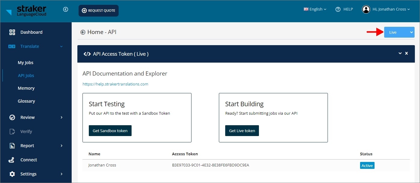 view live access token